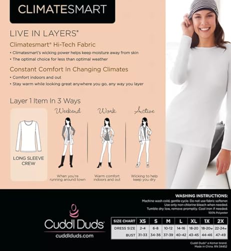 Cuddl Duds Climate Smart Long Sleeve Crewneck Top Large (14-16) Black4