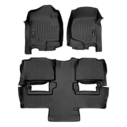 MAXLINER Floor Mats 2 Row Liner Set Black for 2009-2014 Tahoe / 2011-2014 Yukon (with 2nd Row Bucket Seats)