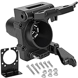 Multi Tow 7 and 4 Pin Trailer Connector Heavy Duty 7 Blade to 7 Blade and 4 Flat Trailer Plug Adapter,Truck Plug for Towing Pickup SUV RV Camper Dual-Output 7 Blade & 4 Flat