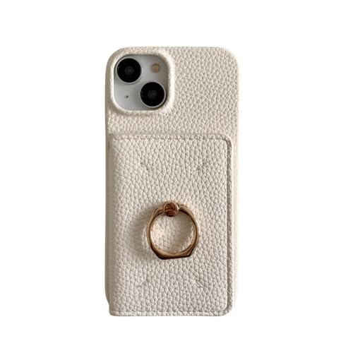 Étui de téléphone en cuir avec anneau de poche élégant pour iPhone 15 Pro Max