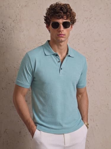 Image of TAGDOMen's Polo T Shirt | Half Sleeve | Textured & Collar Polo T-Shirt for Men (2053)