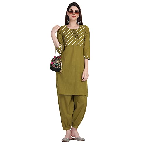 Image of Women Kurti Set With Salwar | Cotton Short Kurta