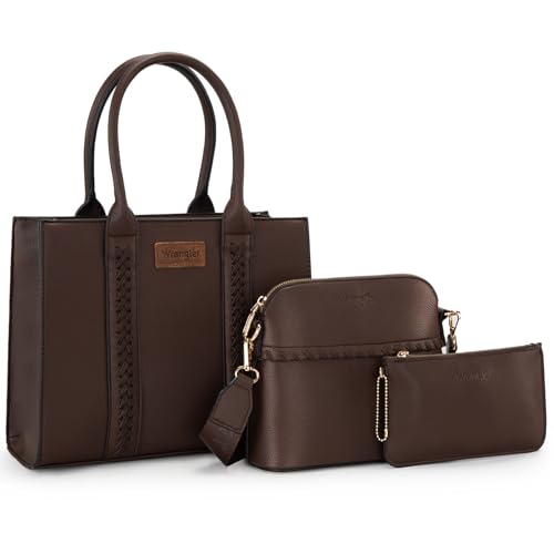 Image of Wrangler 3PCS Purses for Women Tote Bag Crossbody Handbag and Wallet Set with Guitar Strap