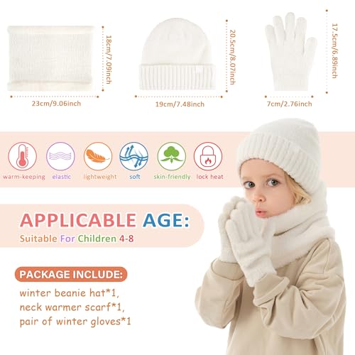 Image of Toddler Kids Winter Hat Scarf Gloves Set Cold Weather Beanie Hats Fleece Neck Warmer for 4 5 6 7 8 Year Old Boys Girls Gifts