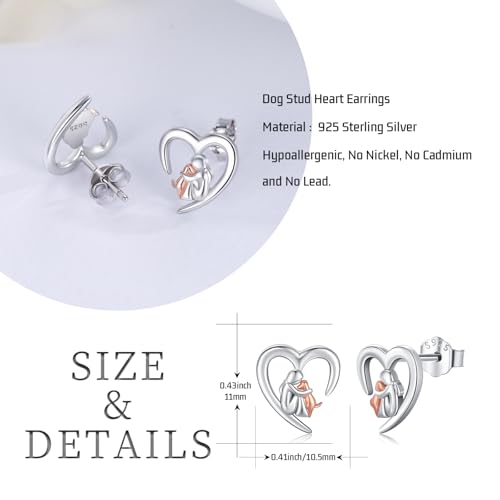 Image of 925 Sterling Silver Dog Earrings Cute Animal Puppy Stud Earrings Dog Jewelry Gifts for Women Girls Pet Lover Hypoallergenic Earrings for Sensitive Ears