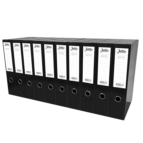 Box File with Lock Spring Ring Pull & Catch Glossy Finish 75mm Spine Ideal Document Organiser for Office School Paperwork Storage Foolscap Box Files