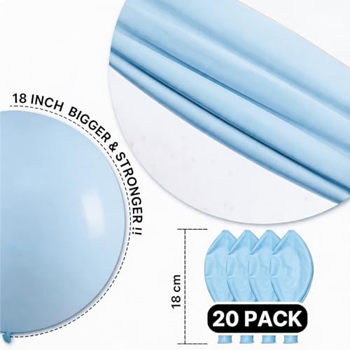 Image of PartyWoo Baby Blue Balloons 20pcs 18 Inch Light Pastel Sky Aqua Blue Balloons for Graduation Baby Shower Gender Reveal Weddings Easter Birthday Bachelorette Anniversary Party Decorations Blue-Q13