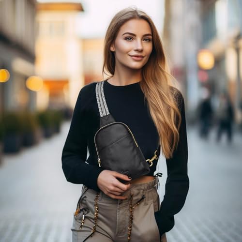 S-ZONE Genuine Leather Sling Bag for Women Men Small Crossbody Shoulder Purse2