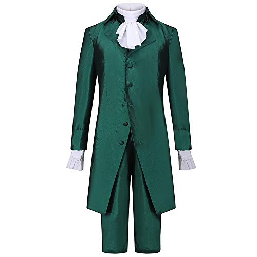 Cos-Love Adult George Washington Thomas Jefferson James Madison Alexander Hamilton Costume Cosplay for Men Green Cos-Love Adult George Washington Thomas Jefferson James Madison Alexander Hamilton Costume Cosplay for Men Green