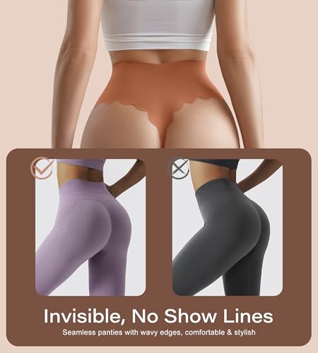 DEANGELMON Seamless thongs for Women Comfortable High Waist Underwear Invisible No Show Wavy Edge Side Panties Pack - Image 4