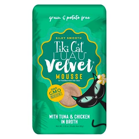 Tiki Pets Tiki Cat Velvet Mousse Grain-Free Wet Food with a Silky-Smooth Texture for Adult Cats & Kittens, 2.8oz, 12pk, Tuna & Chicken, 48005 Cover