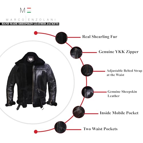 RAF Bomber Jacket Aviator Real Shearling Sheepskin Leather Jacket2