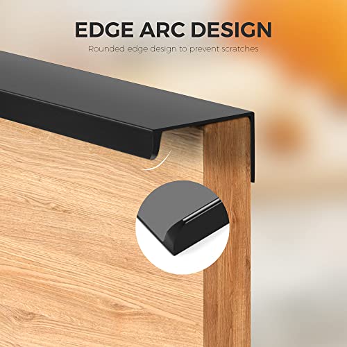 Image of 10 Pack Finger Pulls for Cabinets - 64mm /2.5in Hole Center Black Handles | 80mm /3.15 inch Overall Length, Edge Pulls, Concealed Tab Kitchen Drawers Pulls, Easy Install, Screws Included, Rust-Resistant