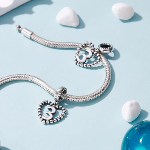 Image of 925 Sterling Silver Number Charm fits Pandora, Gift for Women