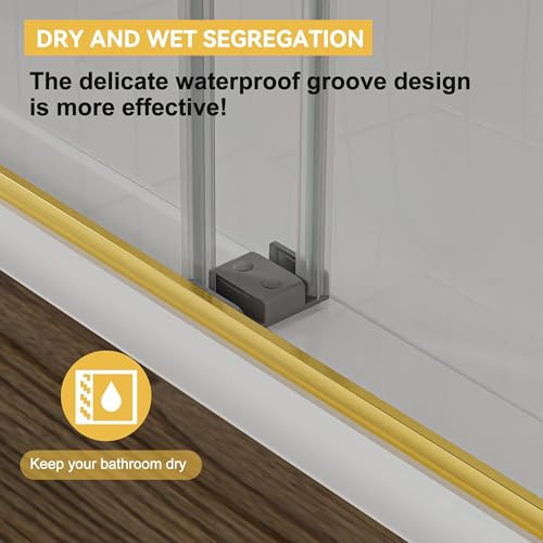 Image of Findepot Frameless Double Sliding Shower Door, 56-60 inch W x 75 inch H, 8mm Glass