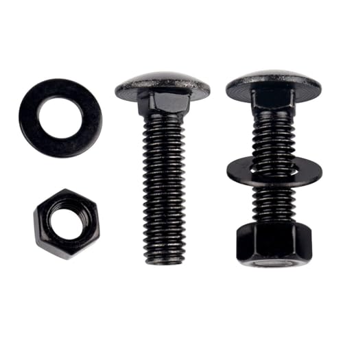 Image of 4 Sets 1 /2-13 x 1-1 /2 inch Carriage Bolts Screws Round Head Square Neck and Hex Nuts, Flat Washers 304 Stainless Steel 18-8 Full Thread, Black