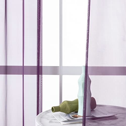 Cortinas para dormitorio KnSam semitransparentes lilas para ventanas de salón de 244x132 cm 4