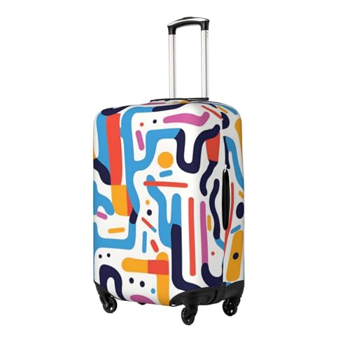 Colorful Wave Line Travel Luggage Cover Fits 18/24/28/32 Inch Luggage, Stretchy Suitcase Cover Protector with Concealed Zipper for Wheeled Suitcase Tsa Approved2