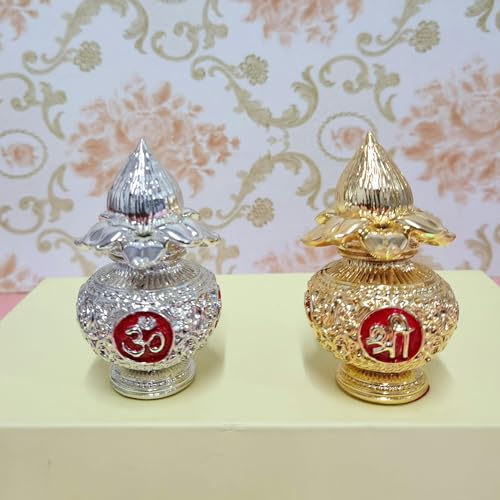 Image of ARNAVIRA 999 Silver Plated Kalash with Coconut Statue 3.5 Inch for Pooja Room /Home Decor /Gifting