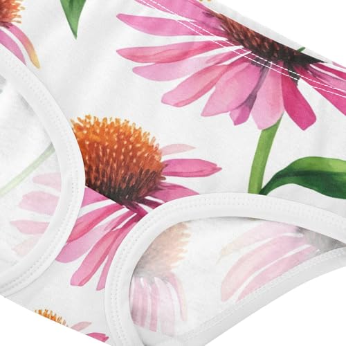 Toddler Underwear Floral 2t Cotton Panties Little Girl Fancy Briefs Kids Undies Pink Echinacea Flowers White4