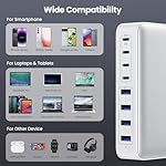 USB C Charger 200W USB C Charger Block,Upgraded GaN III 8-Port Fast Charging Station Hub,PD 65W Laptop Charging Adapter Compatible with MacBook Pro/Air,DELL,Steam Deck,iPhone 16/15/14,Galaxy S23/22 - Image 3