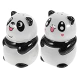 NUOBESTY 2 Stück Keramik Pfefferstreuer Panda Form Gewürzspender für Haushalt Restaurant Leicht zu Reinigen Praktisches Gewürzglas mit Dekorativer Tischfigur