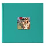 Con pergamino. Goldbuch - Álbum de Fotos con Recortes de Imagen, páginas Blancas con Hojas separadoras de pergamino, Cubiertas Papel Estructurado con Aspecto de Lino, Turquesa, 30 x 30 cm