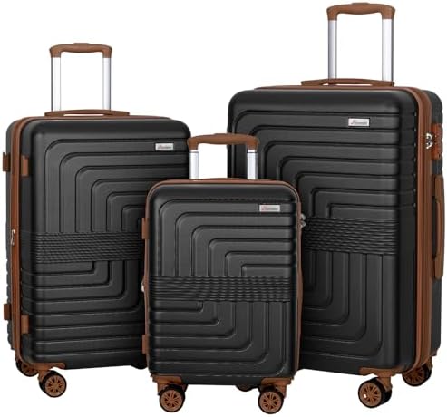 Amazon.com | Romswi 3 Piece Luggage Sets, Expandable PC+ABS Hardshell ...
