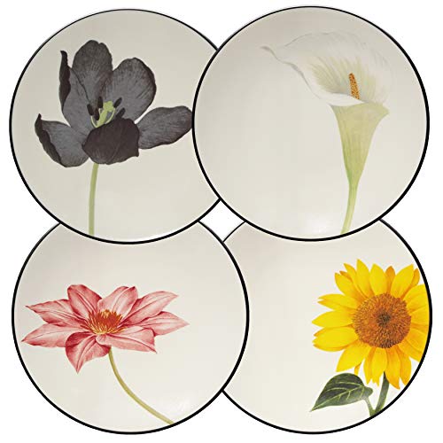 Noritake Colorwave Floral Appetizer Plates, Graphite Black, Set of 4