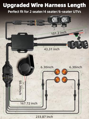 Image of UTV Turn Signal Kit with Horn 4 Inch LED Pod Lights for ATV UTV