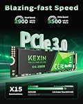 KEXIN SSD M.2 NVMe Internal SSD 256GB M.2 2280, PCIe Gen 3.0, up to 2800 MB/s Read, 2300 MB/s Write, Internal Solid State Drive Compatible with Laptop,PC,Gaming Black, 256GB
