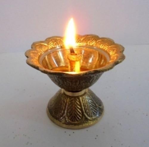 Brass Diya Diyas Oil Lamps Chirag for Aarti Diwali Navratras Lighting, Golden
