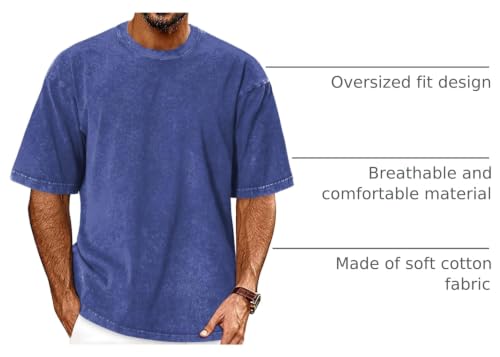 Image of Oversized Tshirts for Men Short Sleeve Vintage Washed Basic Loose Tees | ADOREJOY Oversized Tshirts 100 Cotton Crew Neck Shirt Acid Wash Streetwear Outfits Summer Sports Suits 2026