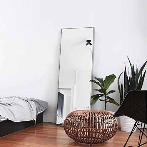 Image of NeuType 51 inchx16 inch Full Length Mirror with Standing Holder Aluminum Alloy Frame Floor Mirror Wall-Mounted Mirror for Living Room, Bedroom, Hanging or Leaning Against Wall, Silver (with Stand)