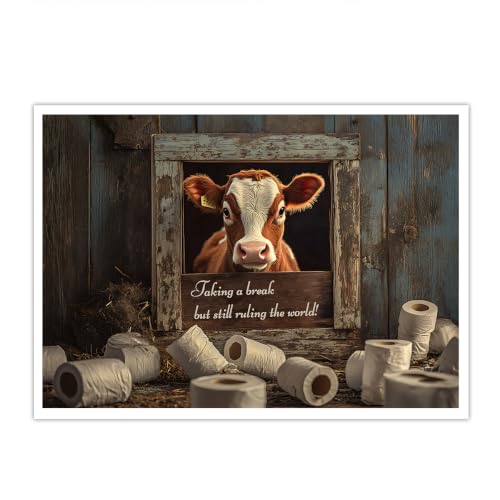 Affiche en toile crâne de vache CHERHERART 45x70cm pour déco de cuisine rustique