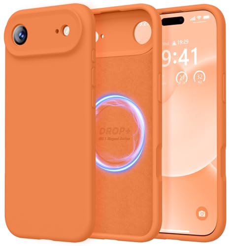 Image of LOVE 3000 Designed for iPhone Air Case, Premium Silicone [Compatible with Magsafe][Soft Anti-Scratch Microfiber Lining] Shockproof Protective Phone Case for Men Women 6.5 inch, Bright Orange