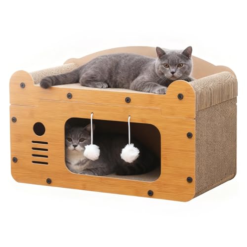 Modular Cat Bed & Scratcher Lounge, All-in-One Rectangle Climbing Frame with Scratching Posts, Foldable for Easy Storage, Anti-Scratch Cat House