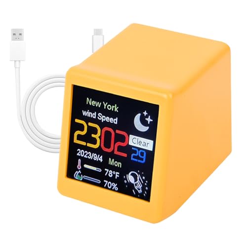 Orologio meteorologico digitale, stazione meteorologica wireless - Piccola decorazione del desktop per clima intelligente,Monitoraggio domestico ricaricabile Data Data Desktop Controllo Smart Controll
