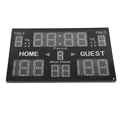 15 Digit Electronic Scoreboard LED Portable Basketball Scoreboard with Remote Score Clock Score Keeper for Multisports