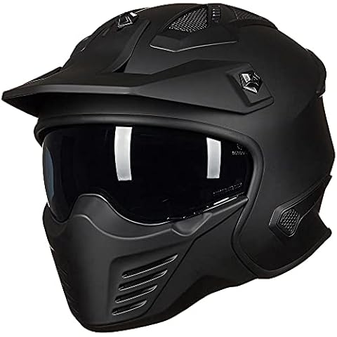 ILM Open Face Motorcycle 3/4 Half Helmet for Dirt Bike Moped ATV UTV Motocross Cruiser Scooter DOT Model 726X (Matte Black,L) Cover