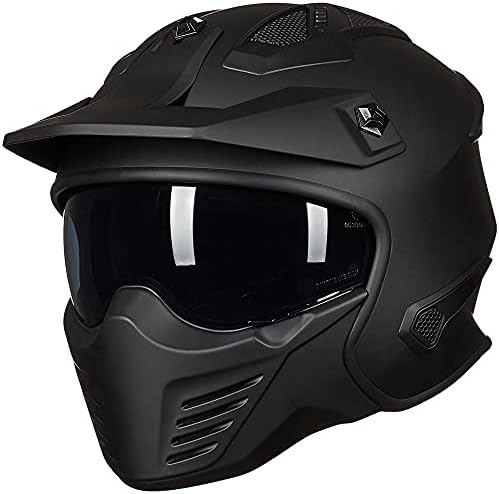 ILM Open Face Motorcycle 3/4 Half Helmet for Dirt Bike Moped ATV UTV Motocross Cruiser Scooter DOT Model 726X (Matte Black,XL