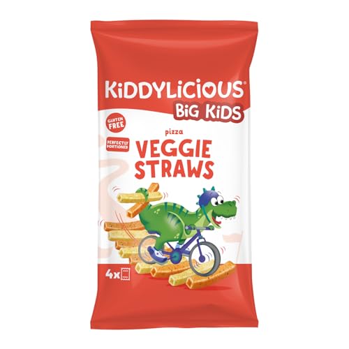 Kiddylicious Pizza Veggie Straws | Delicious Finger Food Kids Snack | Gluten Free | Suitable for 3+ Years | 4 Packs (4x12gm)
