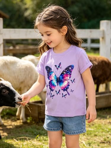 Image of Funnycokid Little Girls T Shirt for Toddler 3-7 Years Kids Tee Graphic Short Sleeve Clothes Tops