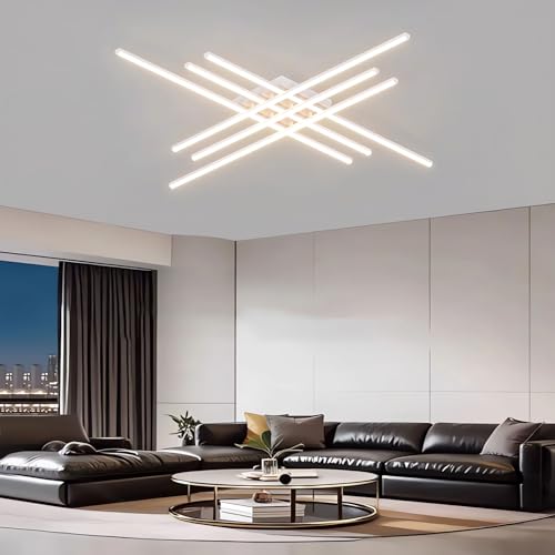 TUJJTU Moderna lámpara de techo LED regulable Sala de estar de montaje empotrado Lámpara de techo de acrílico con control remoto Ultra delgado de iluminación para el dormitorio (Blanco, 6 cabezas)