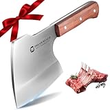 Dream Reach Meat Cleaver Knife Heavy Duty Bone Chopper Stainless Steel Butcher Axe Hand Forged Butcher Knife Meat Bone Cleaver for Kitchen Outdoor BBQ, Christmas Gifts for Men Women