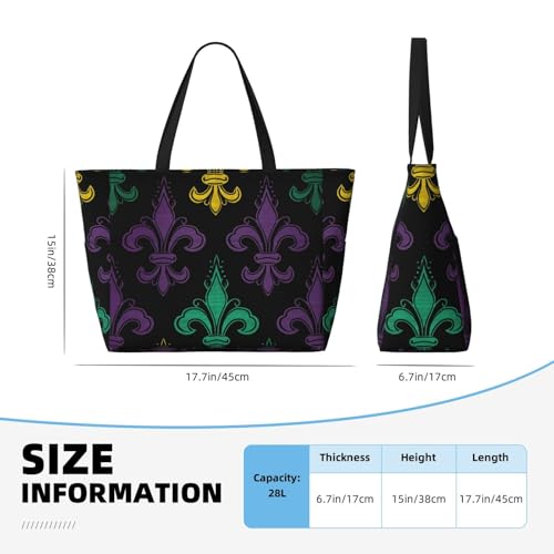 Beach Bags For Women Large Waterproof Sandproof Beach Tote Bag Lightweight Zipper Carry On Bag 3d Fleur De Lis Mardi Gras Pool Bag For Gym Travel Vocation4