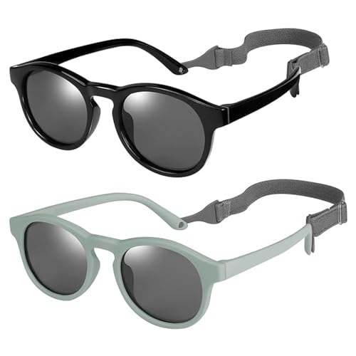 La Mejor Lista de Gafas de sol para Bebé - solo los mejores. 48 YAMASUN anteojos de sol para bebés y niños pequeños, 2 unidades, lentes de sol polarizadas con marco seguro flexible UV-400 para niños de 0 a 24 meses, azul, negro