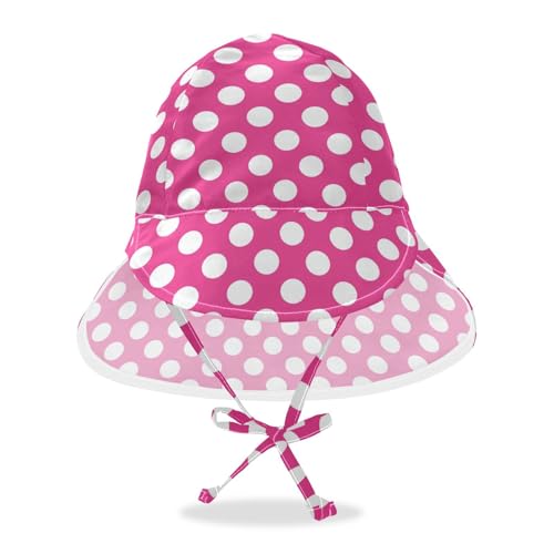 KLL Unisex Baby Beach Hats Baby Boys Hat Toddler Girl UV Protection Large Brim Travel Essentials Pink Polka Dot