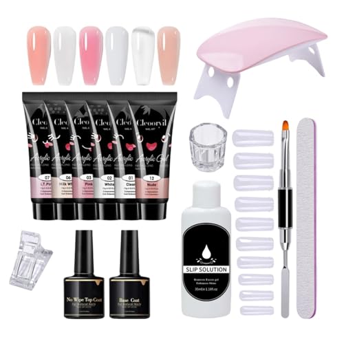 Gel de uñas multiusos | Herramientas de diseño de base de uñas de 6 colores de larga duración | Set con Gel Constructor, Base y Pegamento - Para Profesionales Entusiastas Principiantes Mujeres Niñas N
