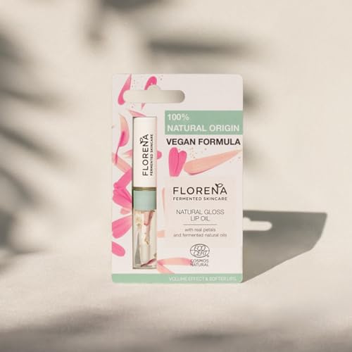 Fermented Skincare Natural Lip Oil Lip Gloss (1x 5mls) 100% Natural Origin. Vegan Formula Lip Gloss. With Real Petals & Fermented Natural Oils. - Image 3